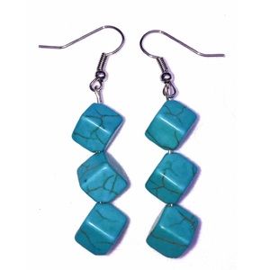 Turquoise Cube Earrings for Healing & Prosperity